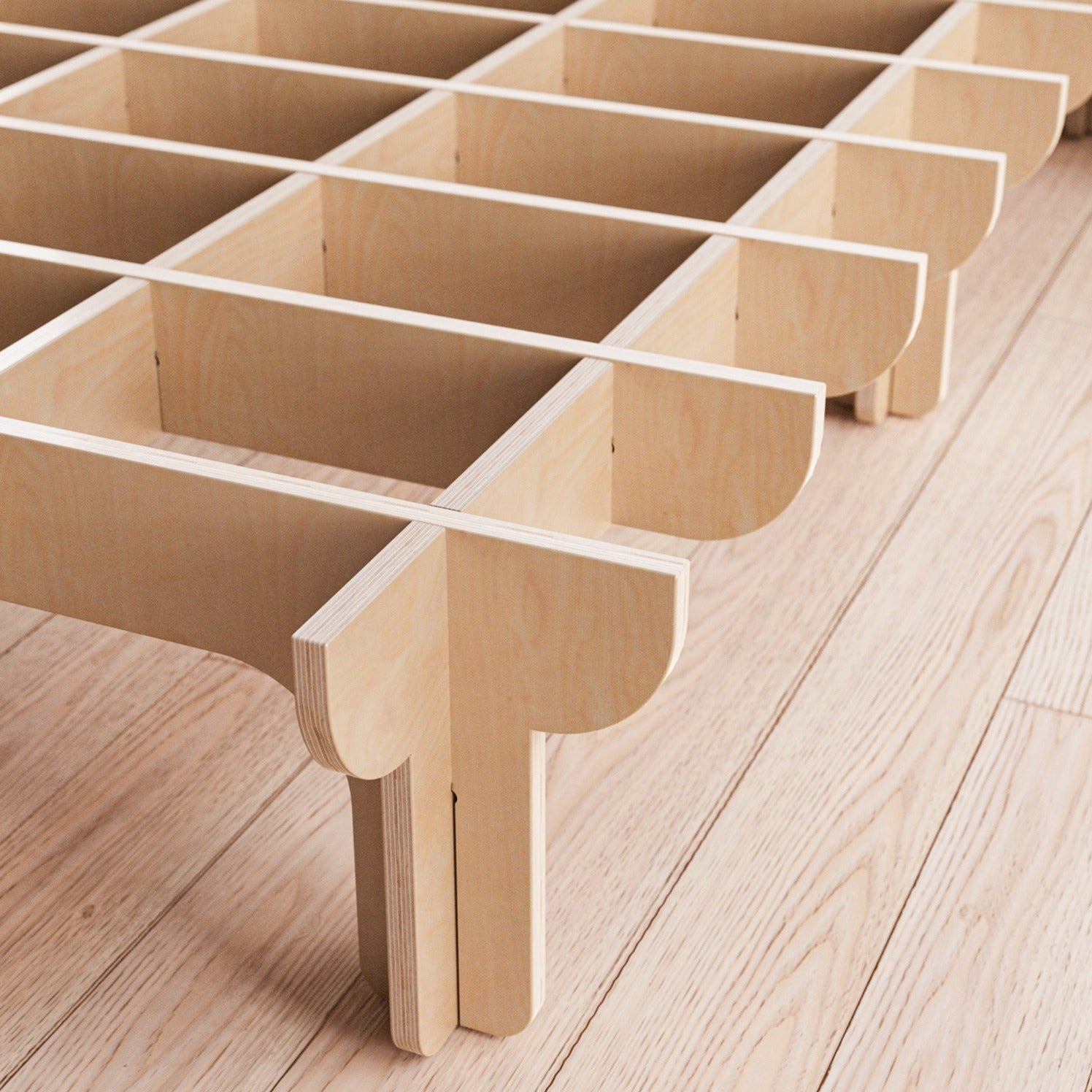 wood bed platform, easy to assemble, modular, birch wood, modern style