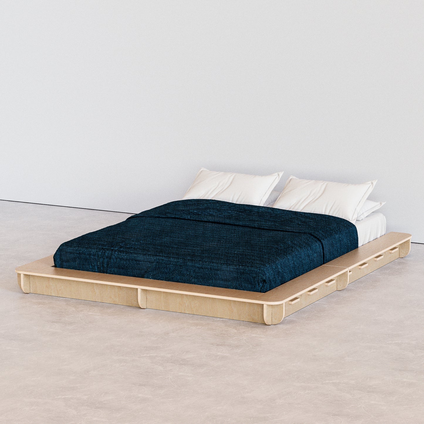 bed platform, wood, minimalist design, modern bed frame, modern apartment, brooklyn, hypster design, nordic design, easy assembly