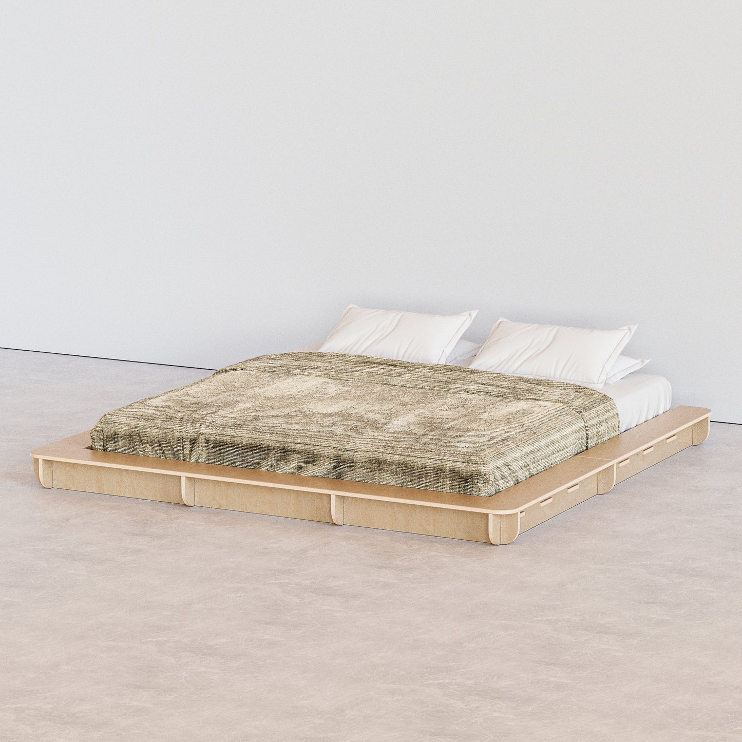 bed platform, wood, minimalist design, modern bed frame, modern apartment, brooklyn, hypster design, nordic design, easy assembly
