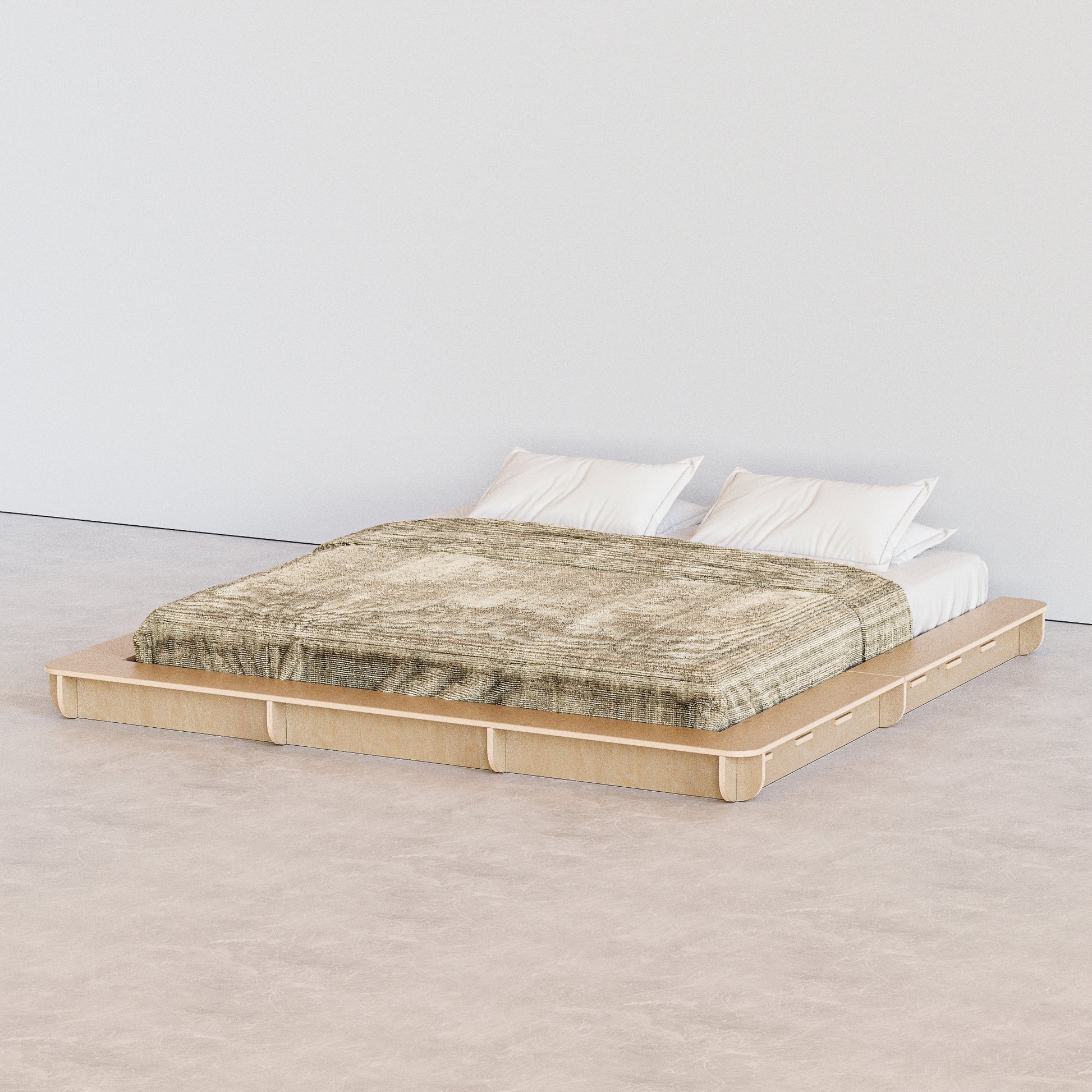 bed platform, wood, minimalist design, modern bed frame, modern apartment, brooklyn, hypster design, nordic design, easy assembly