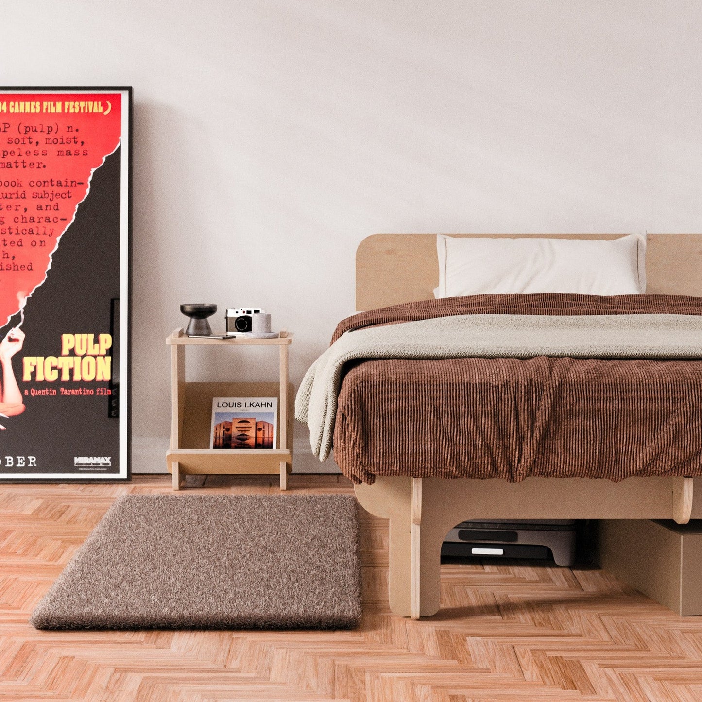 Wood Bed Frame, japanese style, modern, minimalist design, with headboard, built-in. easy assembly.