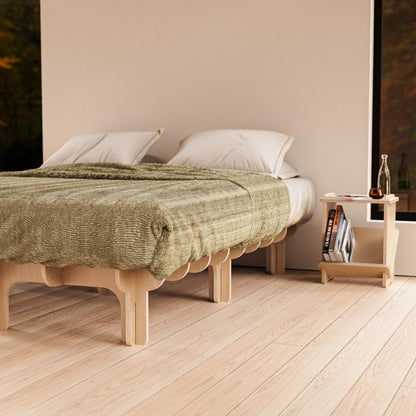 Studio Furnis bed platformWood Bed Frame, japanese style, modern, minimalist design, with headboard, built-in. easy assembly.