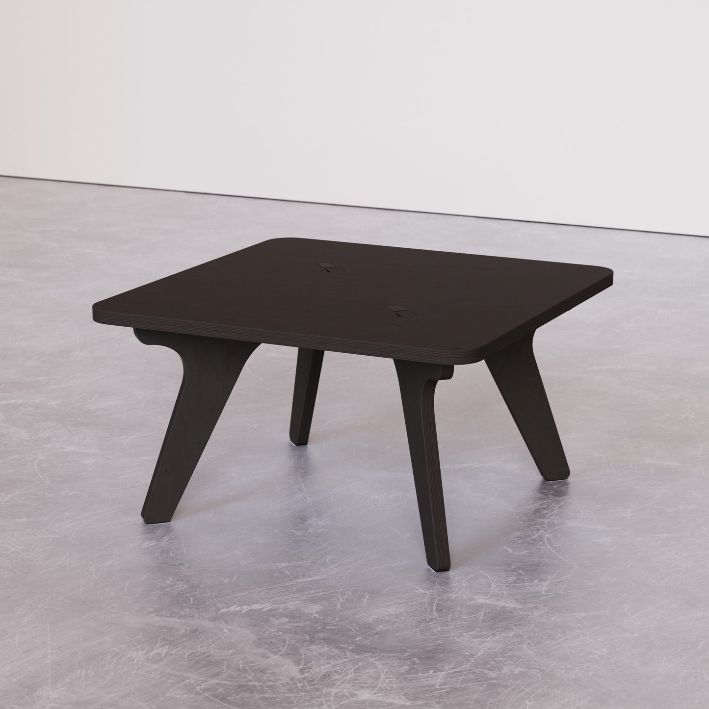 black coffee table in studio