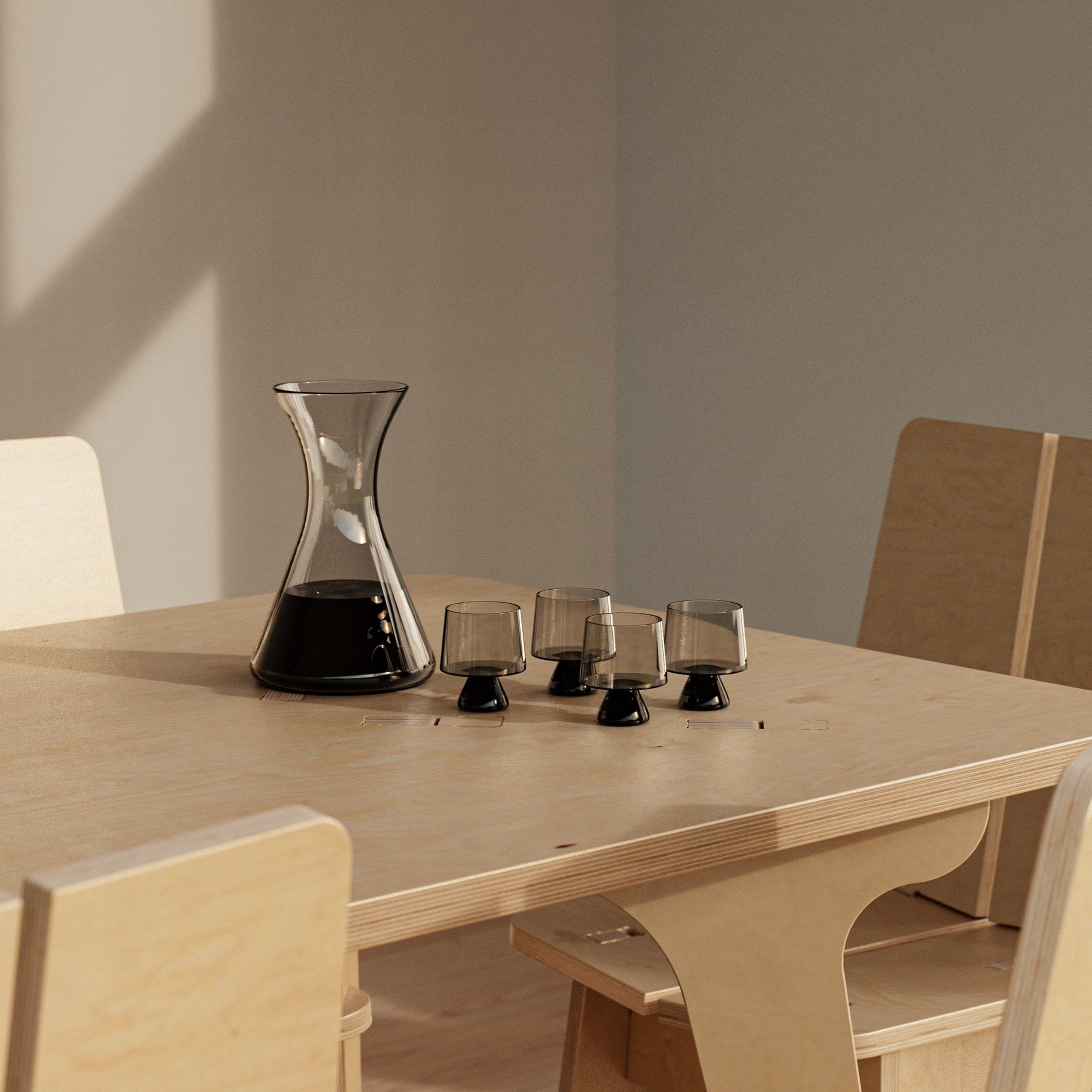 wooden table sun shadow