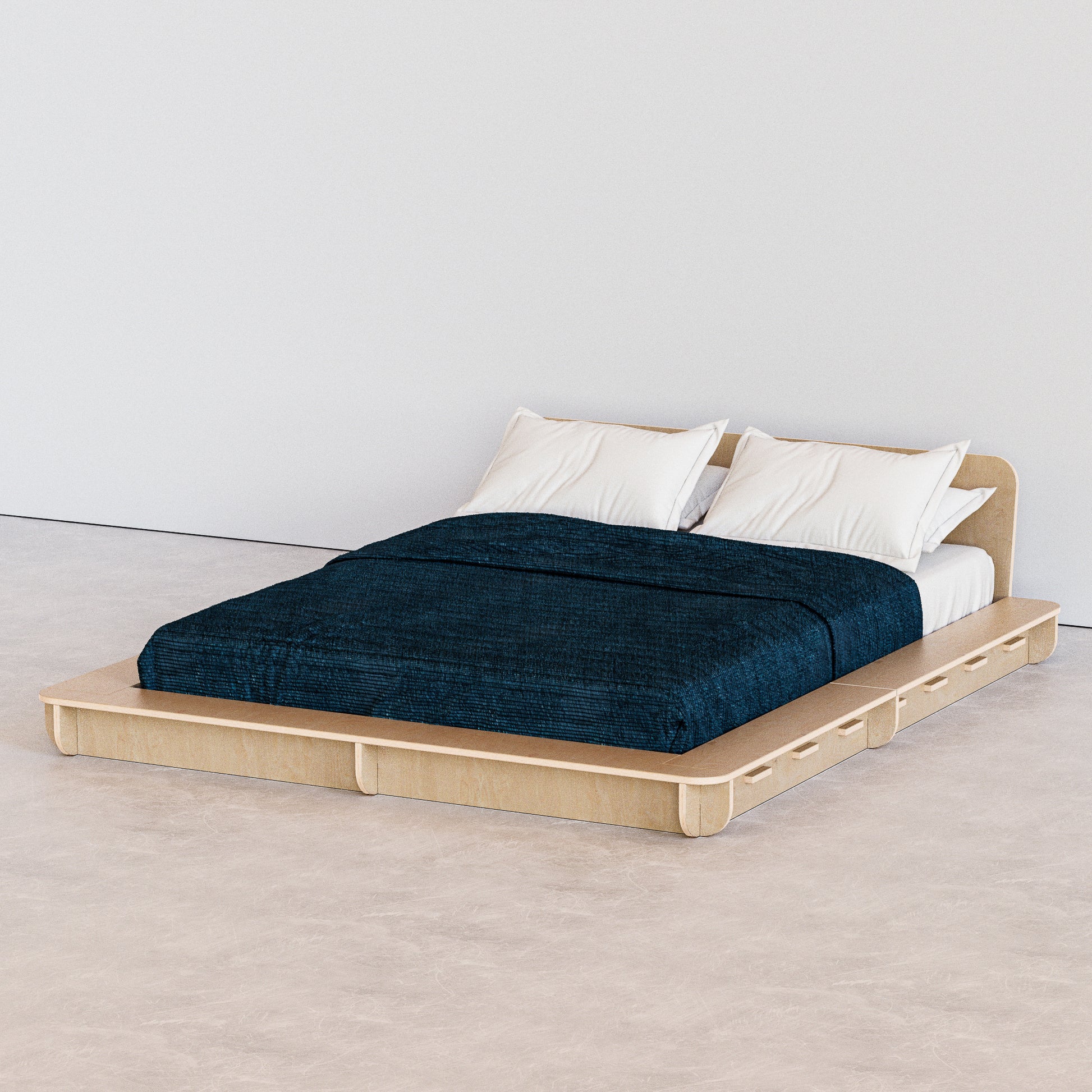 bed platform, wood, minimalist design, modern bed frame, modern apartment, brooklyn, hypster design, nordic design, easy assembly