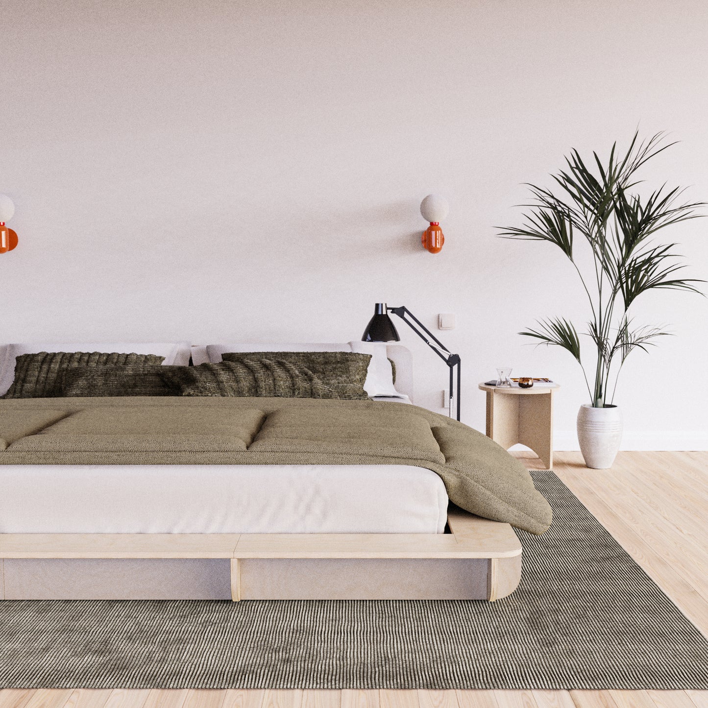 bed platform, wood, minimalist design, modern bed frame, modern apartment, brooklyn, hypster design, nordic design, easy assembly